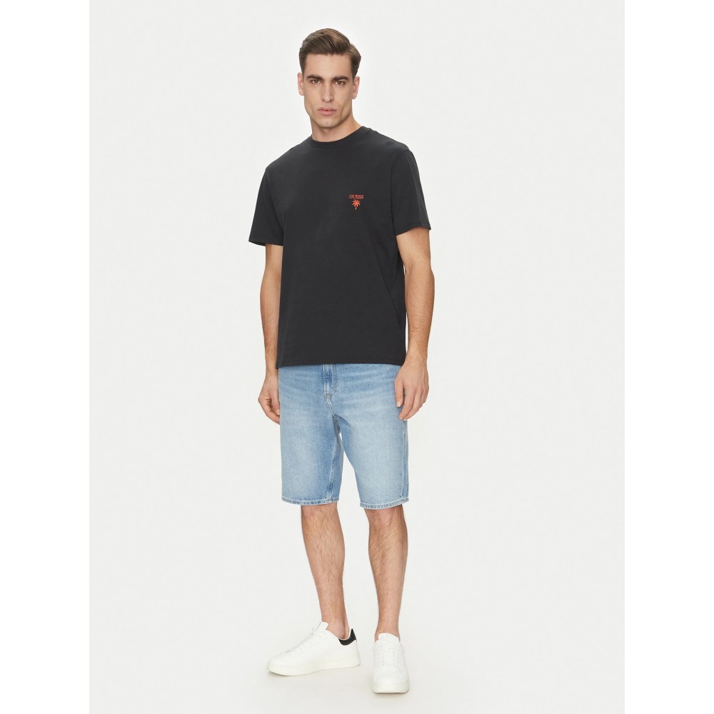 GUESS SS CN GD PALM - COTTON PAUL SUEDED JERSEY 190 M F5GI09KA260-JBLK