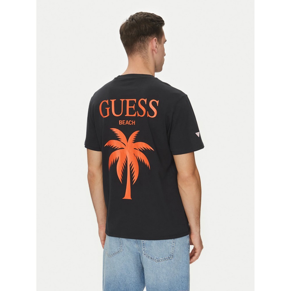 GUESS SS CN GD PALM - COTTON PAUL SUEDED JERSEY 190 M F5GI09KA260-JBLK